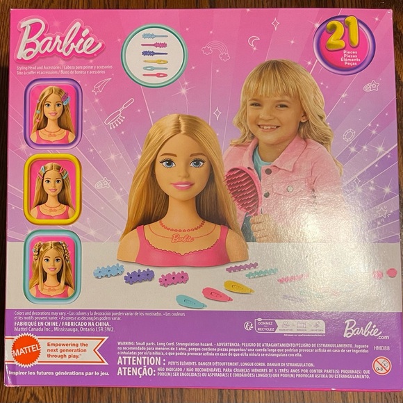 Barbie Doll Styling Head, Blond Hair with 20 Colorful Accessories, Doll Head NEW - Picture 5 of 5